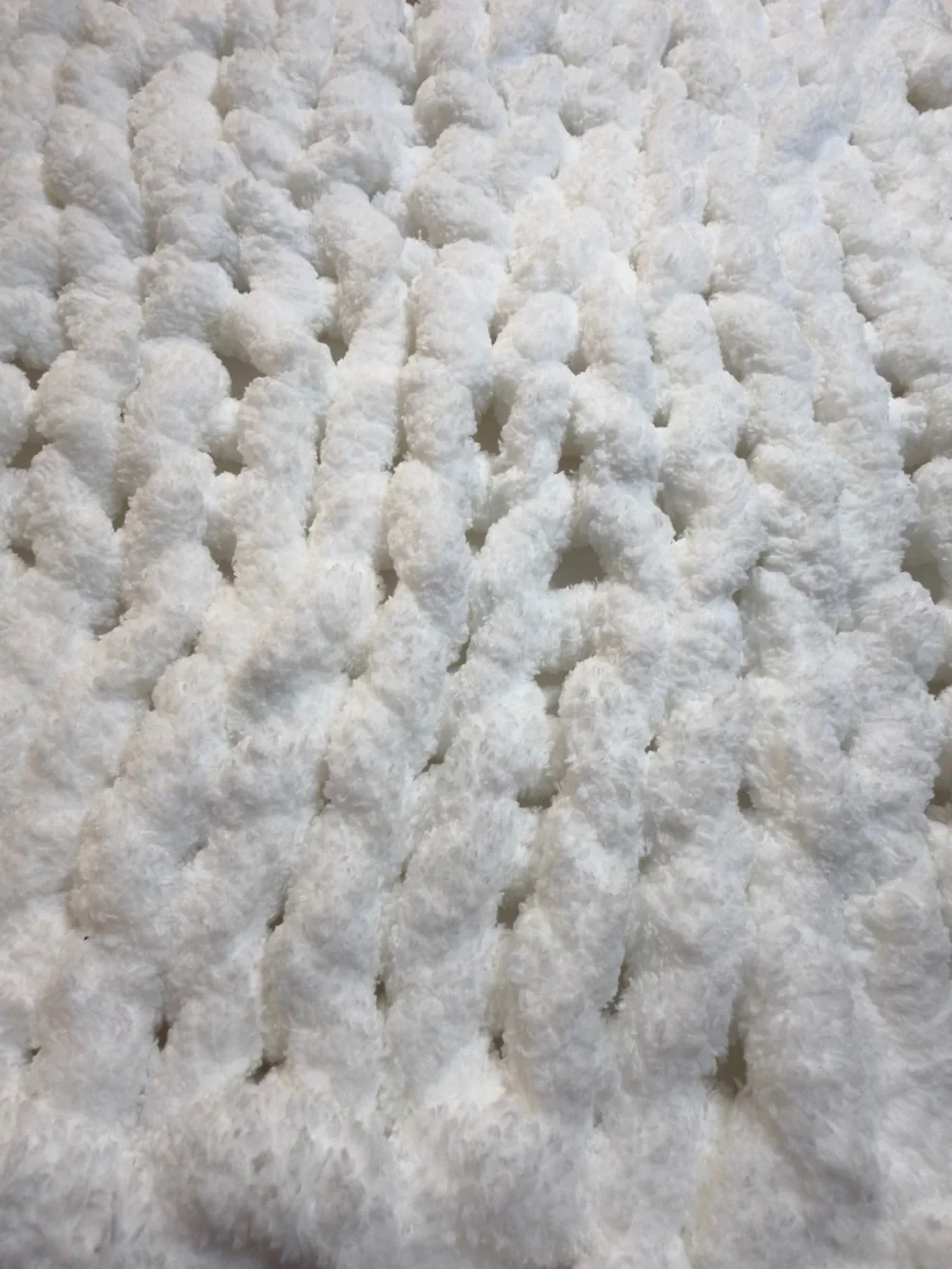 White Chunky Hand-knitted baby blanket - photo prop